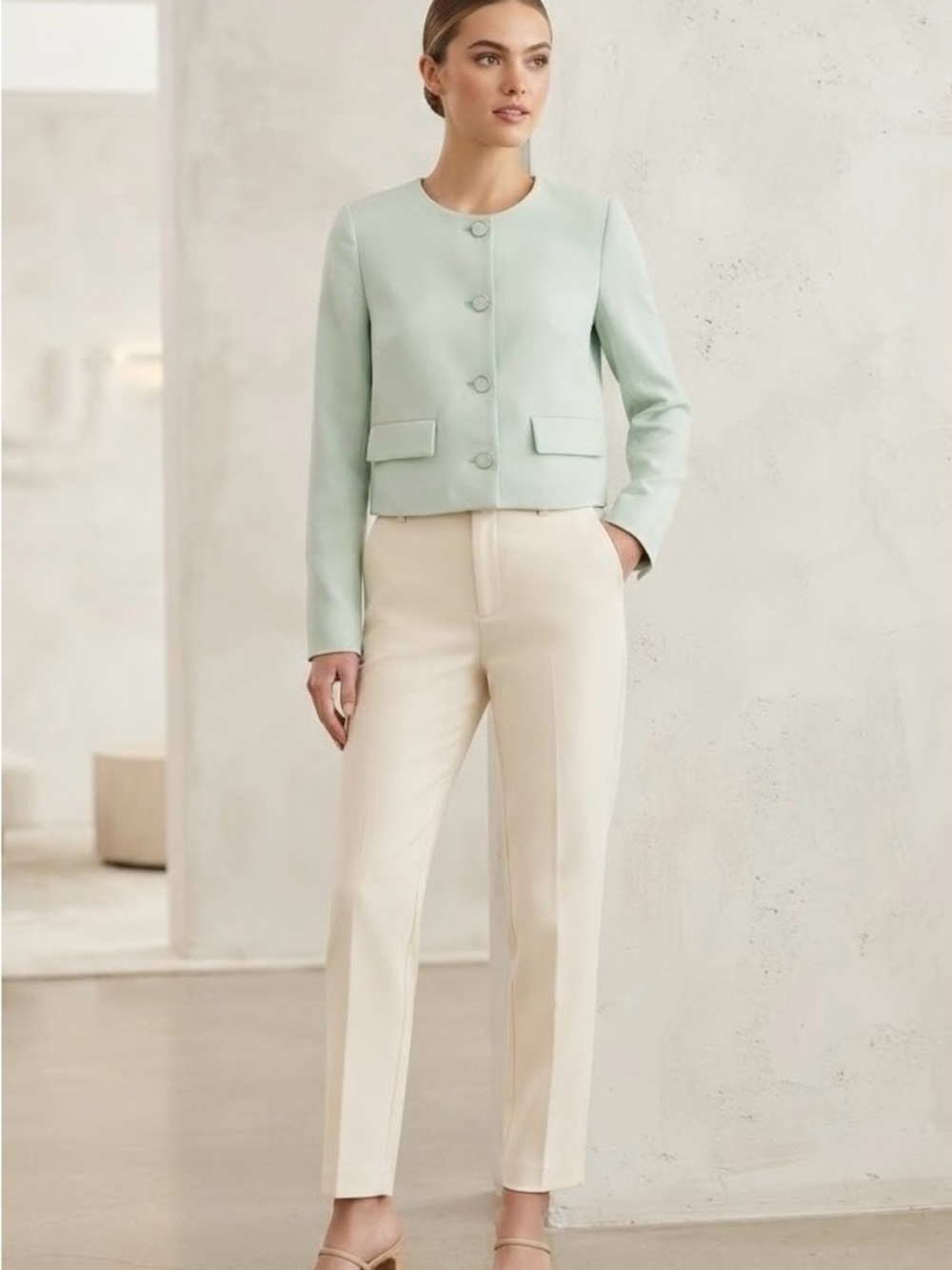 NWOT Rachel Zoe Mint Green Crop Blazer Jacket Size S